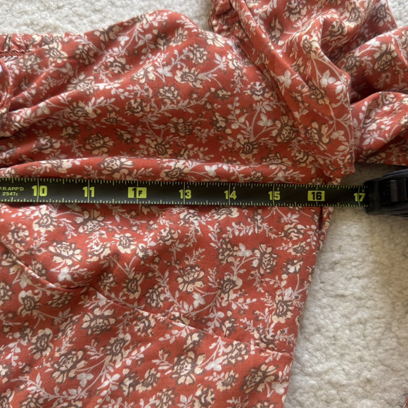 JAPNA Rust Fall Floral NWOT Smocked Peasant Top Long Sleeve Boho Square Neck M - Picture 8 of 9